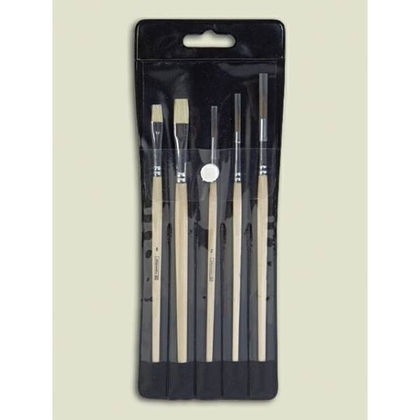 Schulpinselset Naturholz VE=5 Stück Kunststoffetui