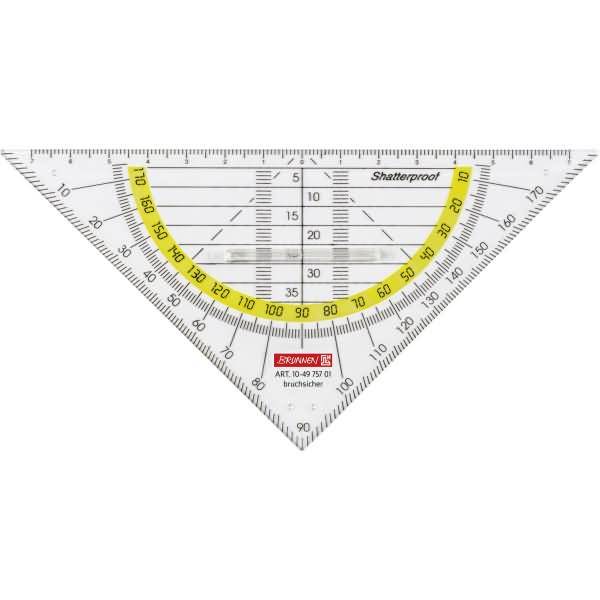 Geometrie-Dreieck 16cm bruchsicher mit Griff glasklar