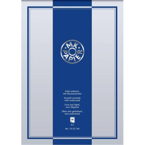 Briefblock MK A4 80g/qm blanko weiß mit Wasserzeichen glatt