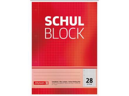 Roter Schulblock-Notizblockdeckel mit der Aufschrift „SCHUL BLOCK