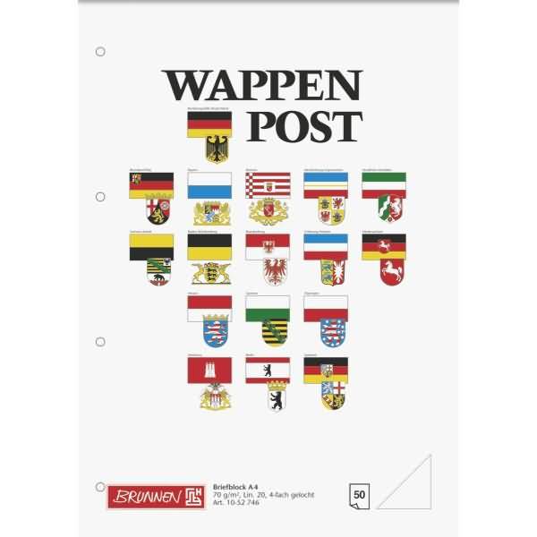 Briefblock Wappen A4 70g/qm blanko 4-fach gelocht 50 Blatt