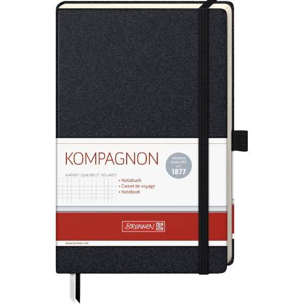 Notizbuch Kompagnon Klassik A5 kariert 96 Blatt 80g/qm schwarz