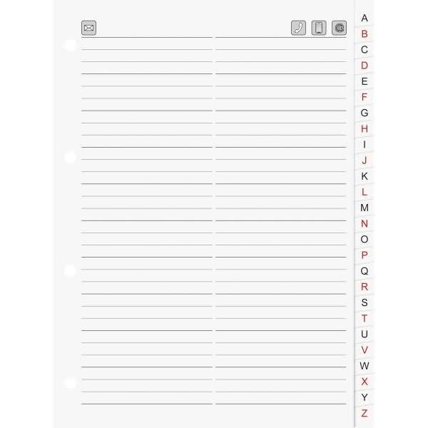Telefonringbuch-Ersatzeinlage A5 26-teilig weiß