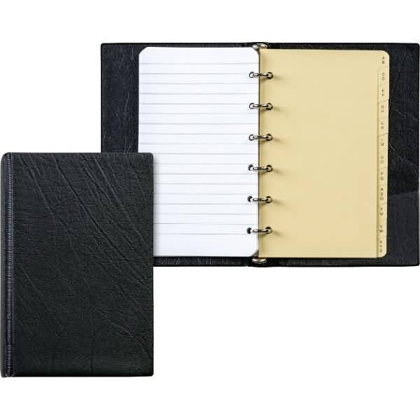 Ringbuch A7 Kunstleder 6 Ringe 10mm incl. Einlage schwarz