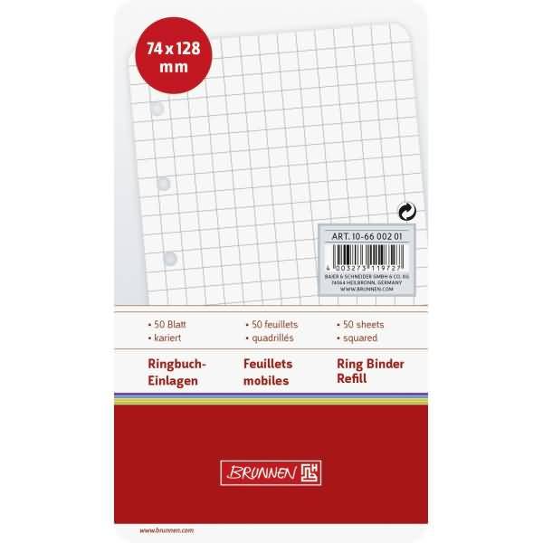Ringbucheinlagen 7,4x12,8cm kariert 50 Blatt
