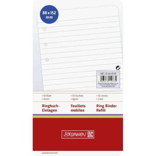 Ringbucheinlagen 8,8x15,2 liniert 50 Blatt