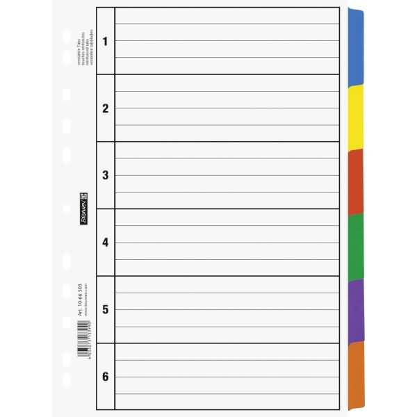 Register A4 6-teilig Karton blanko grau farbige Taben