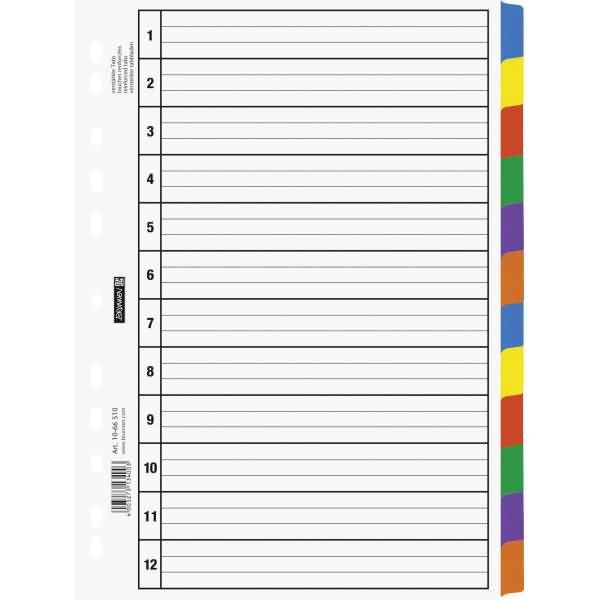 Register A4 12-teilig Karton blanko grau farbig Taben