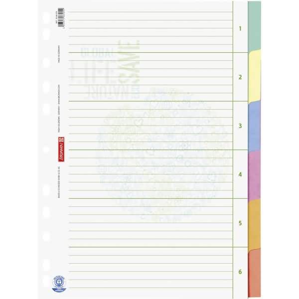 Register A4 6-teilig Karton blanko grau farbige Taben