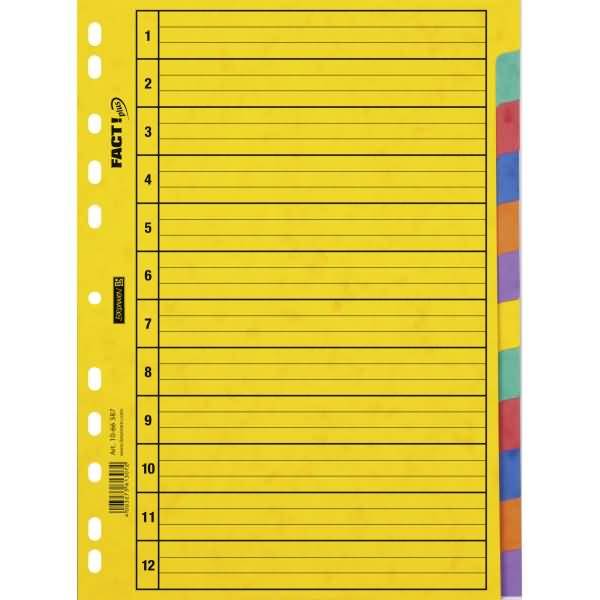 Register A4 12-teilig Pressspankarton vollfarbig 6 Farben