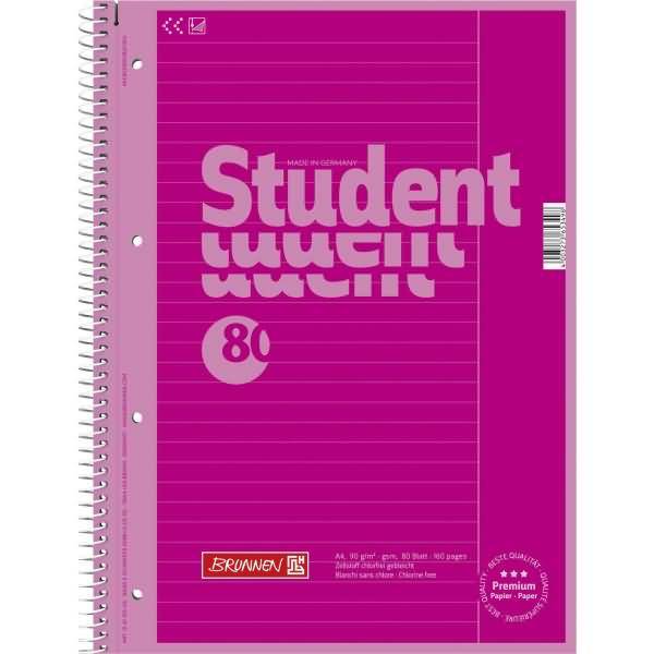 Kollegblock Student Colour Code A4 90g/qm 80 Blatt pink Lineatur 25