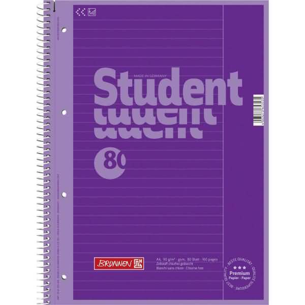 Kollegblock Student Colour Code A4 90g/qm 80 Blatt purple Lineatur 25