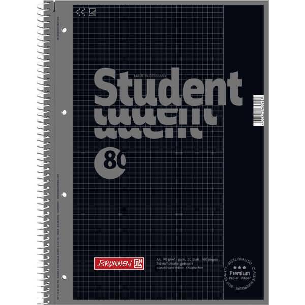 Kollegblock Student Colour Code A4 90g/qm 80 Blatt onyx Lineatur 26