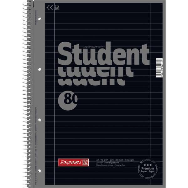 Kollegblock Student Colour Code A4 90g/qm 80 Blatt onyx Lineatur 27