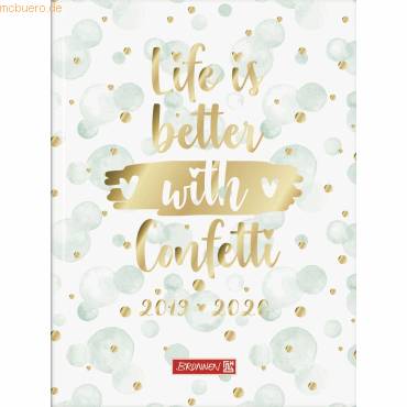 Schülerkalender 2019/2020 1 Tag/Seite 12x16cm A6 'Confetti' Hardcover-Einband