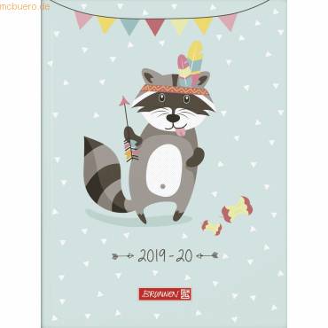 Schülerkalender 2019/2020 1 Woche/2 Seiten 12x16cm A6 'Racoon' Broschur-Einband