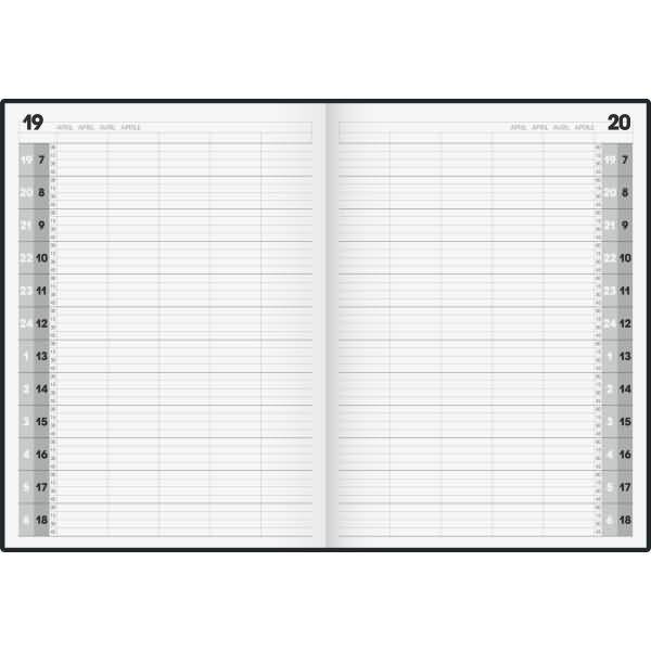 Dienstleistungskalender Agenda 24 21x29cm 1 Tag/Seite Schaumfolien-Einband schwarz
