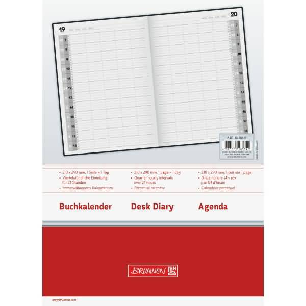 Dienstleistungskalender Agenda 24 21x29cm 1 Tag/Seite Schaumfolien-Einband schwarz