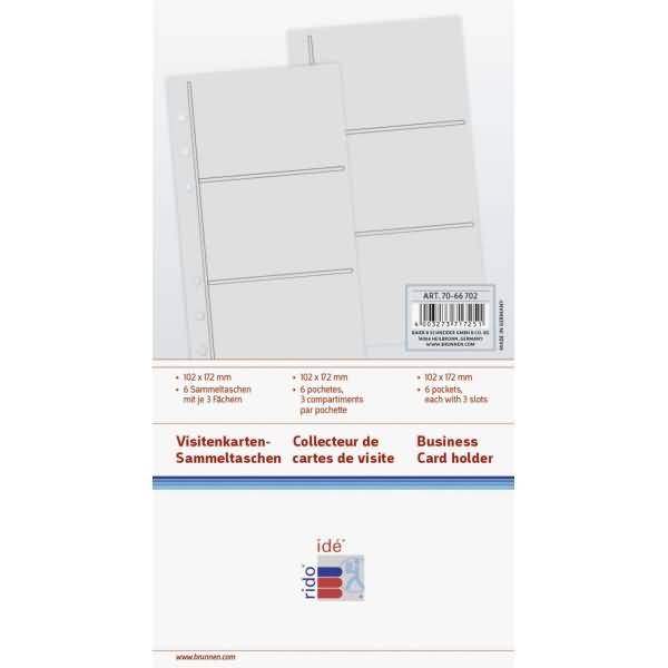 Visitenkarten-Sammeltasche 3 Fächer transparent VE=6 Stück