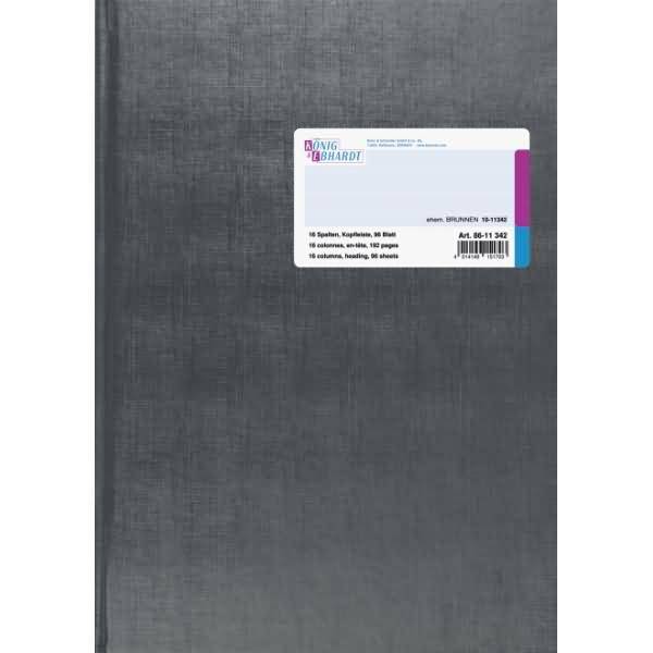 Spaltenbuch A4 Kopfleiste 16 Spalten 96 Blatt Deckenband grau