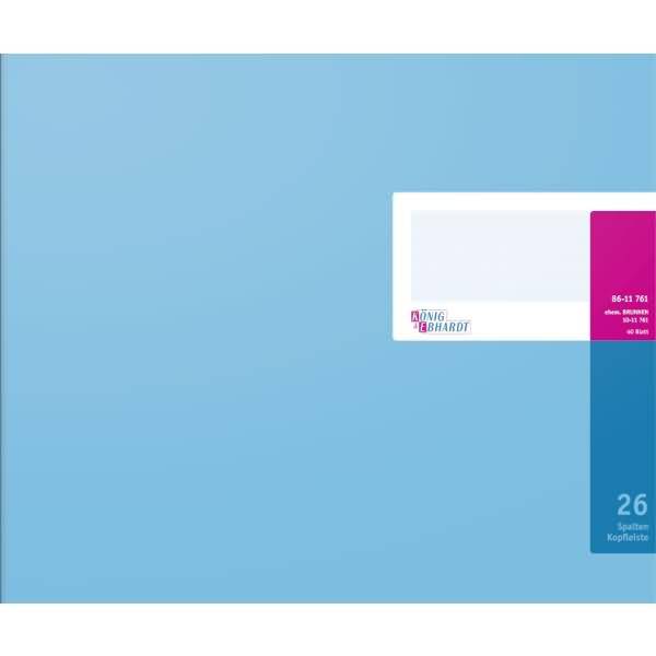 Spaltenbuch mit Kopfleiste 353x297cm 26 Spalten 40 Blatt Karton blau