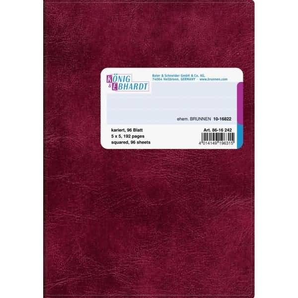 Geschäftsbuch A6 kariert 96 Blatt Einband flexibel rot