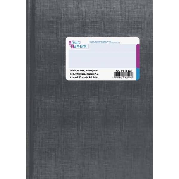 Geschäftsbuch A5 kariert 96 Blatt Register hellblau