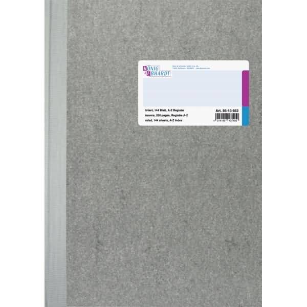 Geschäftsbuch A4 liniert 144 Blatt Register A-Z Deckenband grau