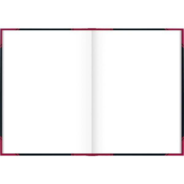 Notizbuch A6 blanko 96 Blatt 60g/qm Karton kaschiert schwarz mit roten Ecken