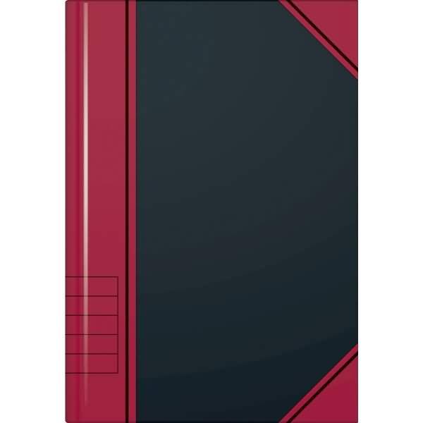 Notizbuch A7 liniert 96 Blatt 60g/qm Karton kaschiert schwarz mit roten Ecken