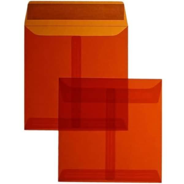 Briefumschläge Offset transparent 160x160mm 100g/qm HK VE=100 Stück tieforange
