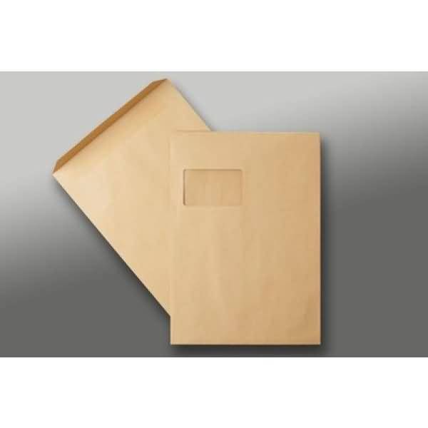 Versandtaschen C4 90g/qm selbstklebend Fenster VE=250 Stück braun