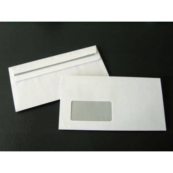 Briefumschläge 125x235mm 80g/qm selbstklebend Fenster VE=1000 Stück weiß