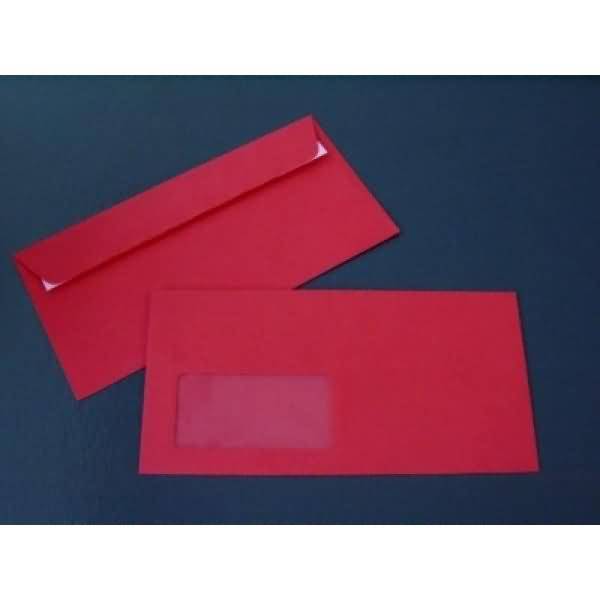 Briefumschläge DIN C6/5 100g/qm haftklebend Fenster VE=100 Stück intensivrot