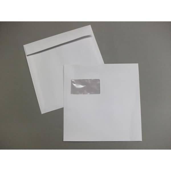 Briefumschläge 230x230mm 100g/qm gummiert Fenster VE=100 Stück weiß