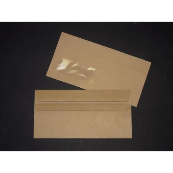 Briefumschläge DINlang 80g/qm selbstklebend Sonderfenster VE=1000 Stück braun