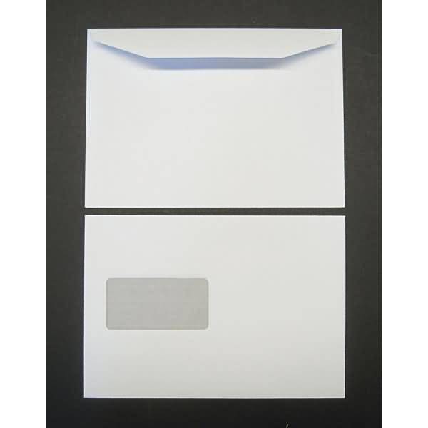 Kuvertierhüllen C5 90g/qm gummiert Fenster VE=500 Stück weiß