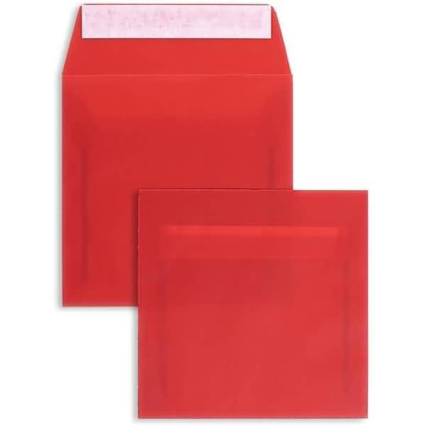 Briefumschläge Offset transparent 170x170mm 100g/qm HK VE=100 Stück intensivrot