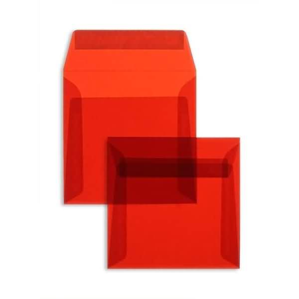 Briefumschläge Offset transparent 125x125mm 100g/qm HK VE=100 Stück intensivrot
