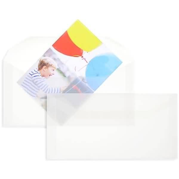 Kuvertierhüllen DINlang 100g/qm gummiert VE=100 Stück transparent-weiß