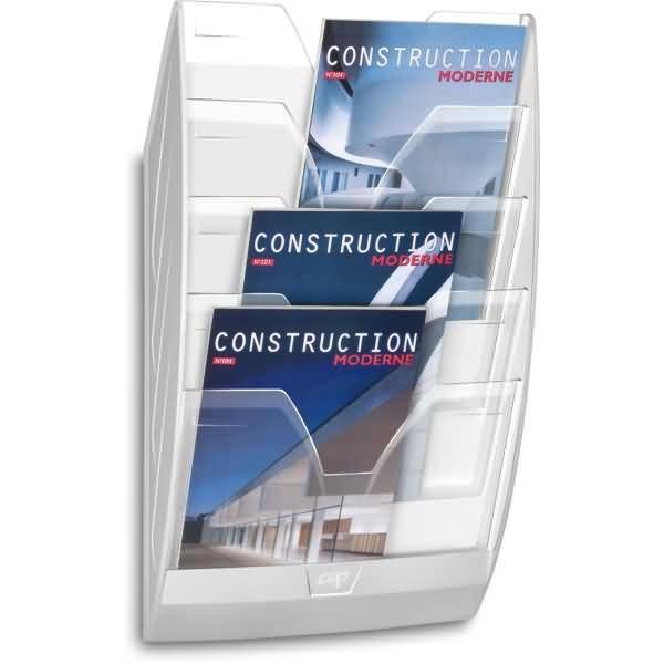 Wandprospekthalter Reception 5 Fächer weiß/glasklar