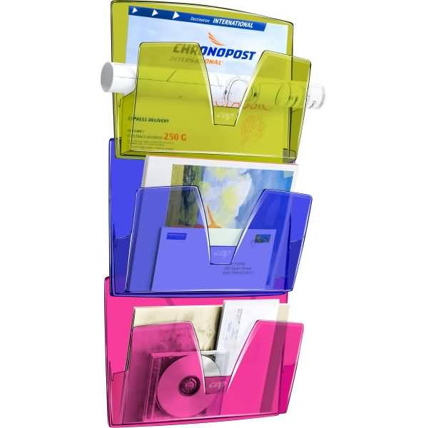 Wandprospekthalter-Set Happy mit 3 Fächern mehrfarbig