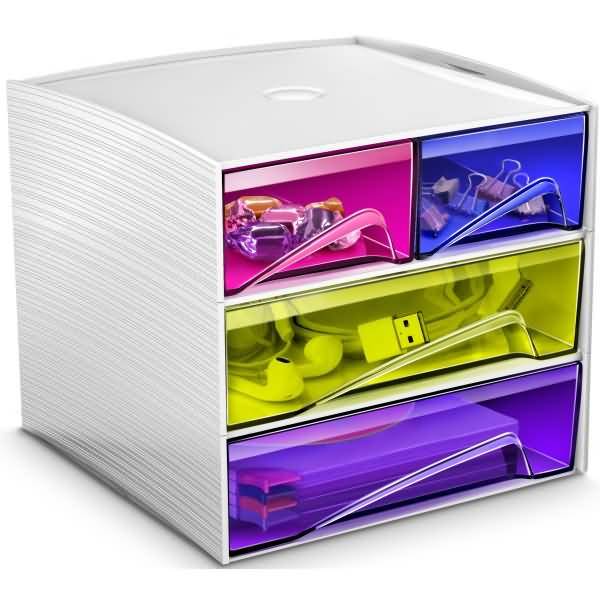 Aufbewahrungsbox Mycube 2 kleine + 2 große Schubfächer mehrfarbig