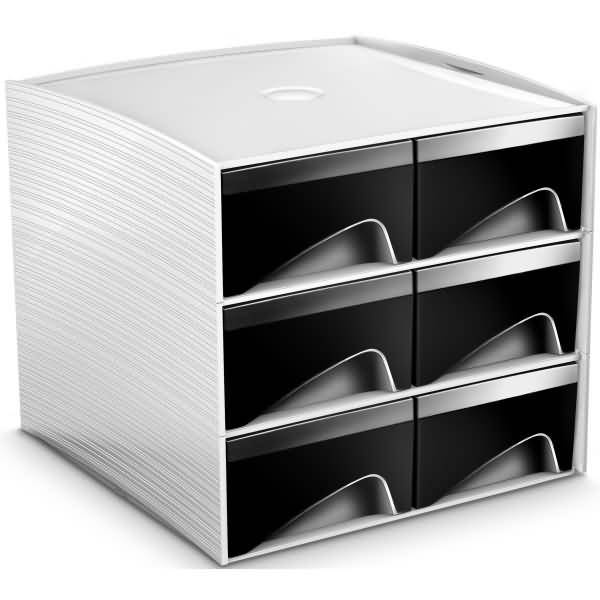 Aufbewahrungsbox Mycube 6 kleine Schubfächer schwarz/grau