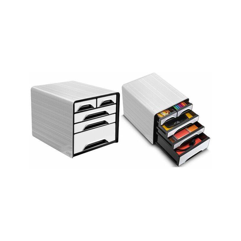 CEP Schubladenbox Smoove CLASSIC, 5 Schübe, weiß / schwarz