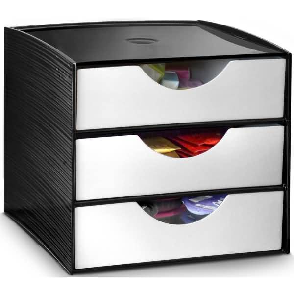 Aufbewahrungsbox Take a Break 3 große Schubfächer schwarz/grau