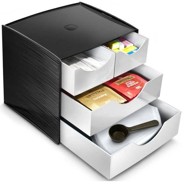 Aufbewahrungsbox Take a Break 2 kleine + 2 große Schubfächer schwarz/grau