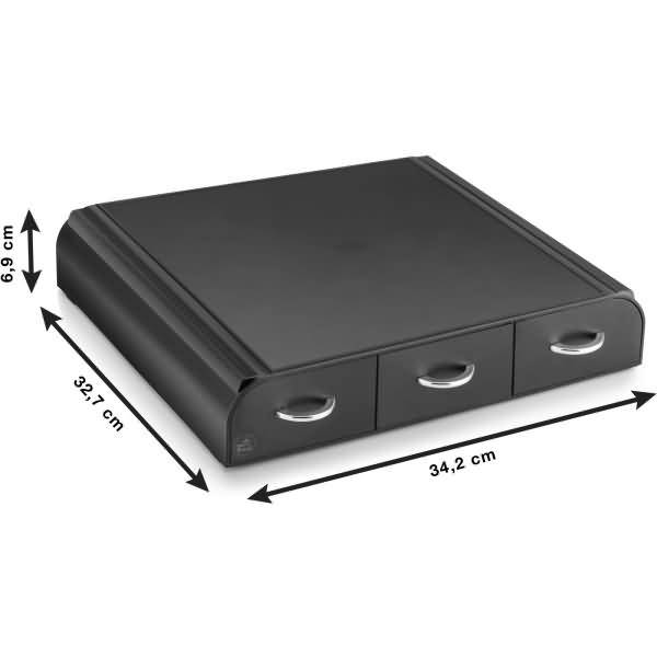 Dispenser für Kaffeekapseln 3 Schubfächer 34,2x32,7x6,9cm schwarz