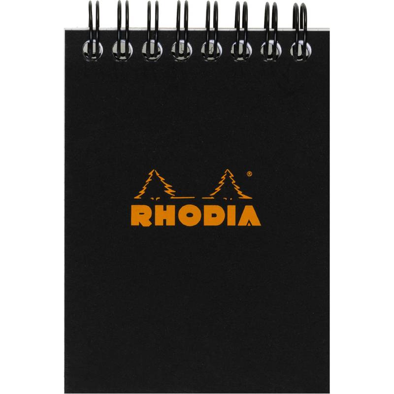 RHODIA Spiralnotizblock No. 11, DIN A7, kariert, schwarz