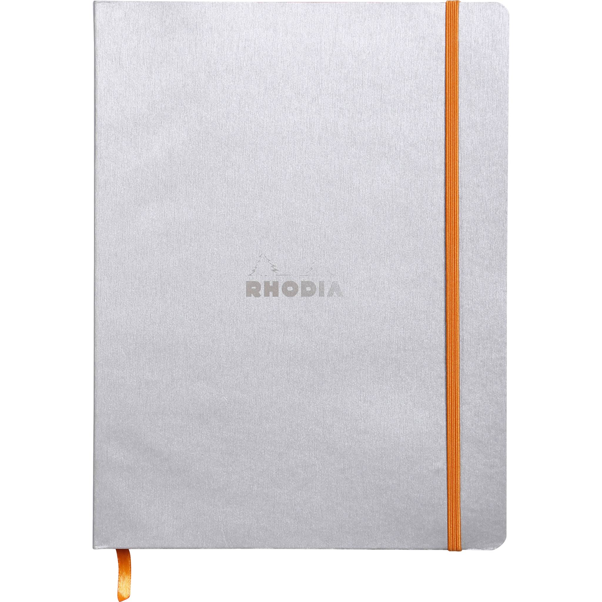 Rhodia Notizbuch 19x25cm, 80 Bl dot/kariert, Papier 90g, Silber 117551C
